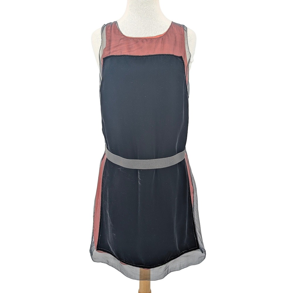 Vera Wang Lavender Label Silk Velvet Sheer Overlay Dress Black Pink 2 Piece